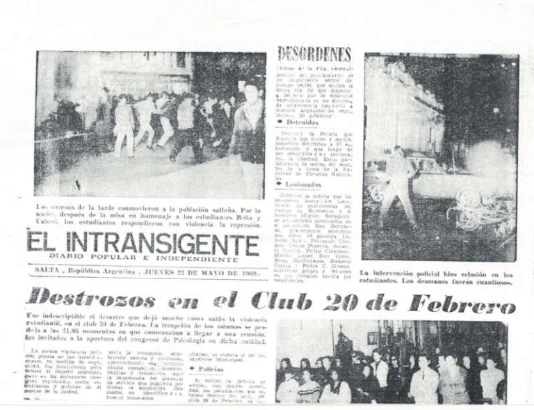 Mayo salteño de 1969: estudiantes contra la dictadura | A naranjazos contra la policía y a la caza del Club 20 de Febrero
